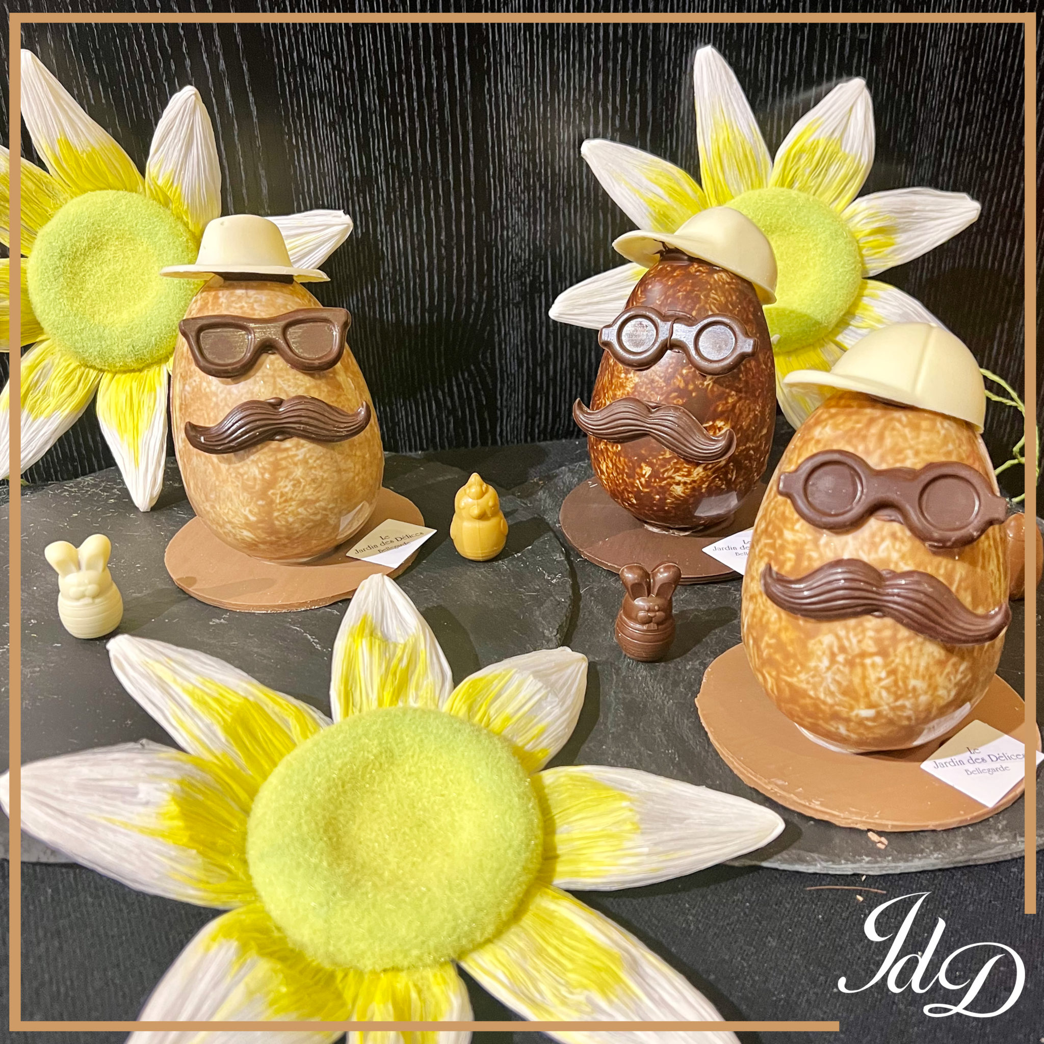 Oeuf à lunette et moustache en chocolat