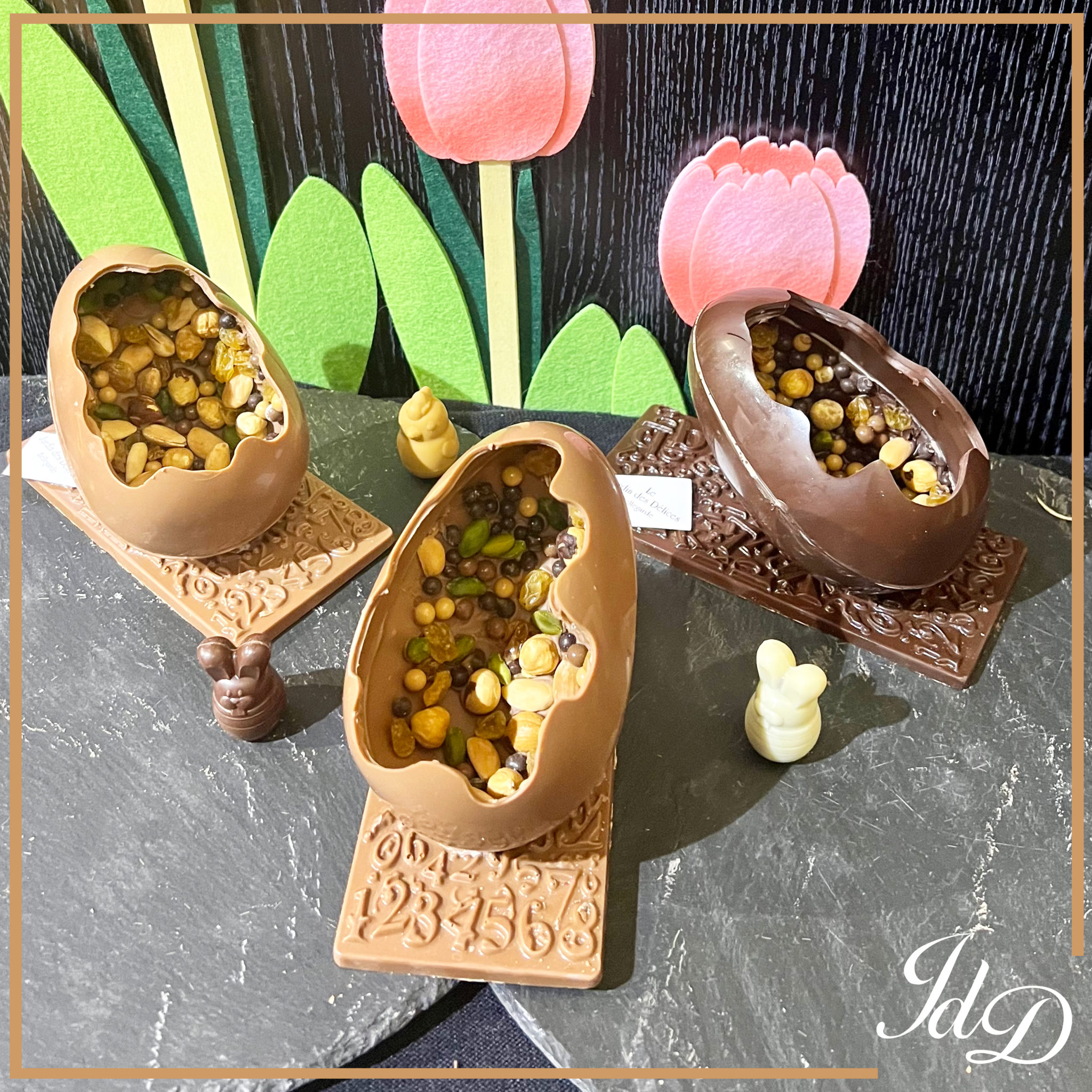 Oeuf mendiant en chocolat - Pâques - Valserhône - Le Jardin des Délices